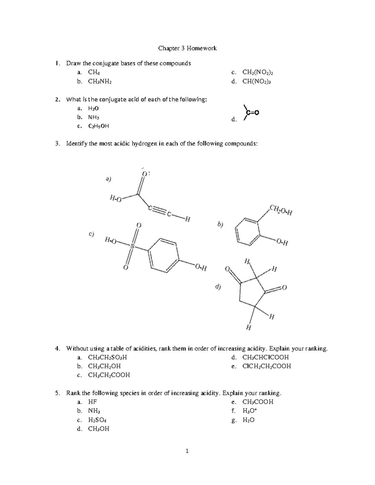 Chapter 3 Homework 1 Chapter 3 Homework Draw the conjugate bases of