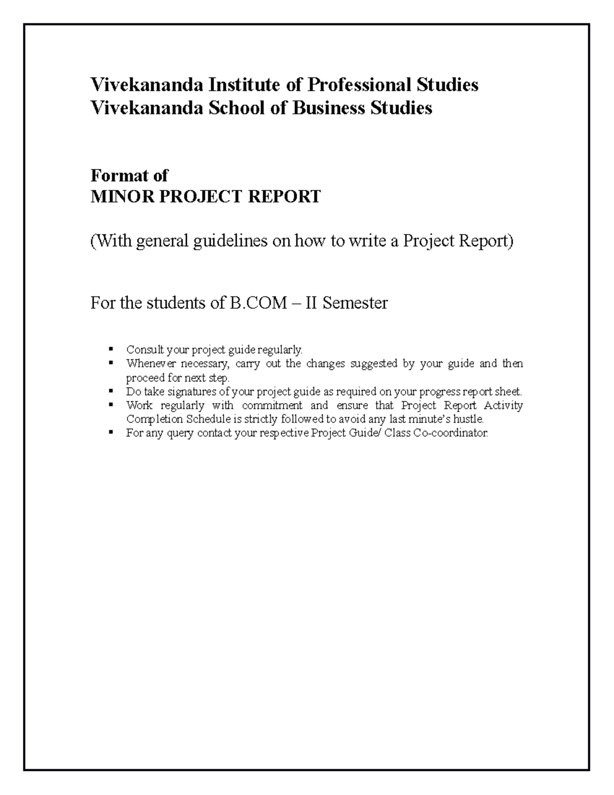 B.COM,BBA B&I Project Guidelines - Vivekananda Institute Of ...