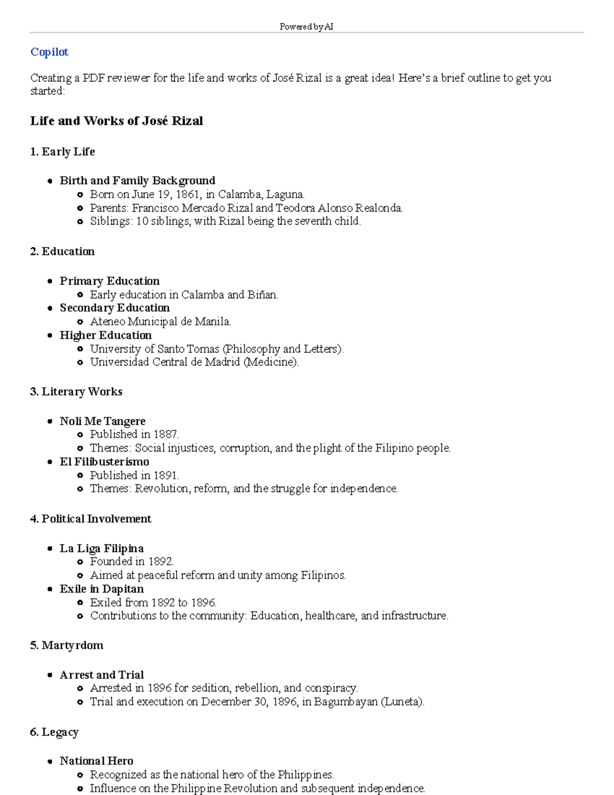 Life and works of rizal - notes - Powered by AI Copilot Creating a PDF ...