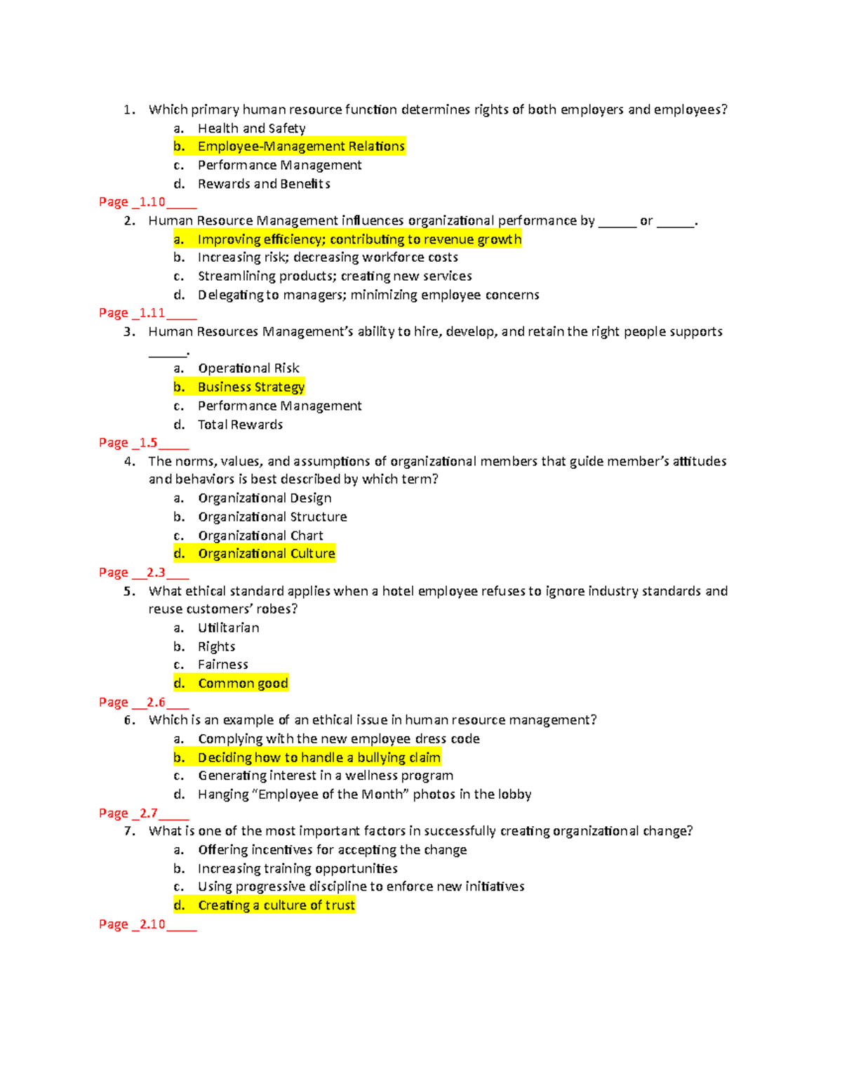 Practice Test B Answers - Which Primary Human Resource Function ...