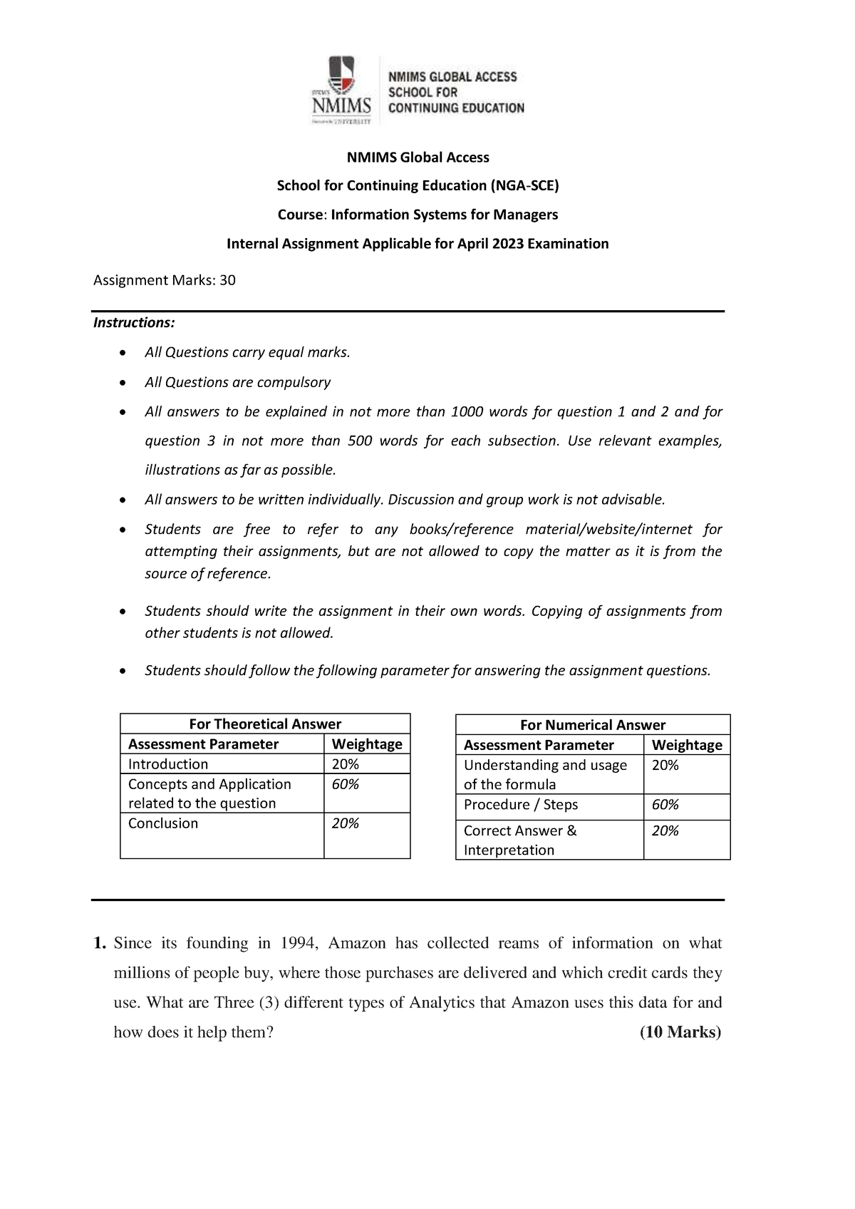 information system for managers nmims assignment