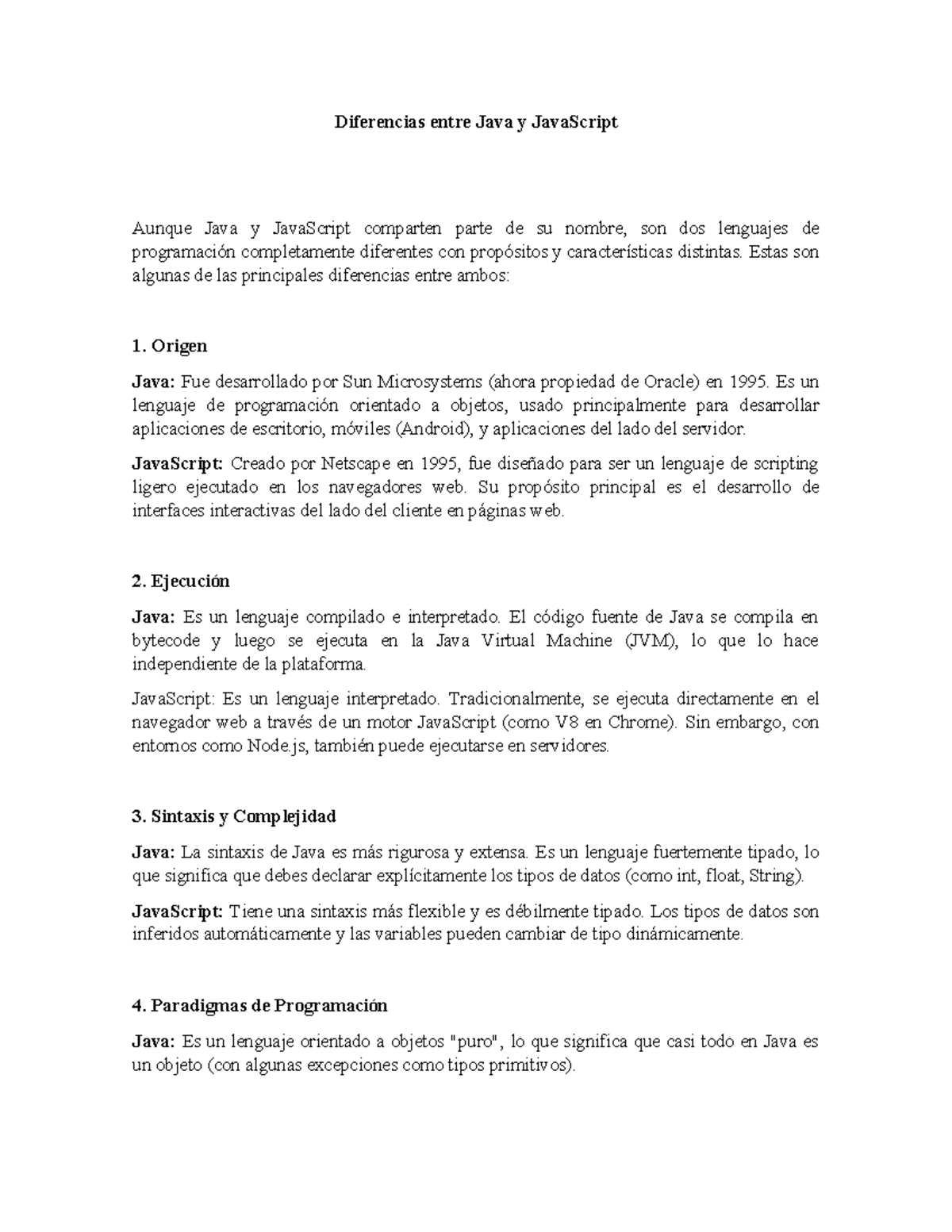 Diferencias entre Java y Java Script - Diferencias entre Java y ...
