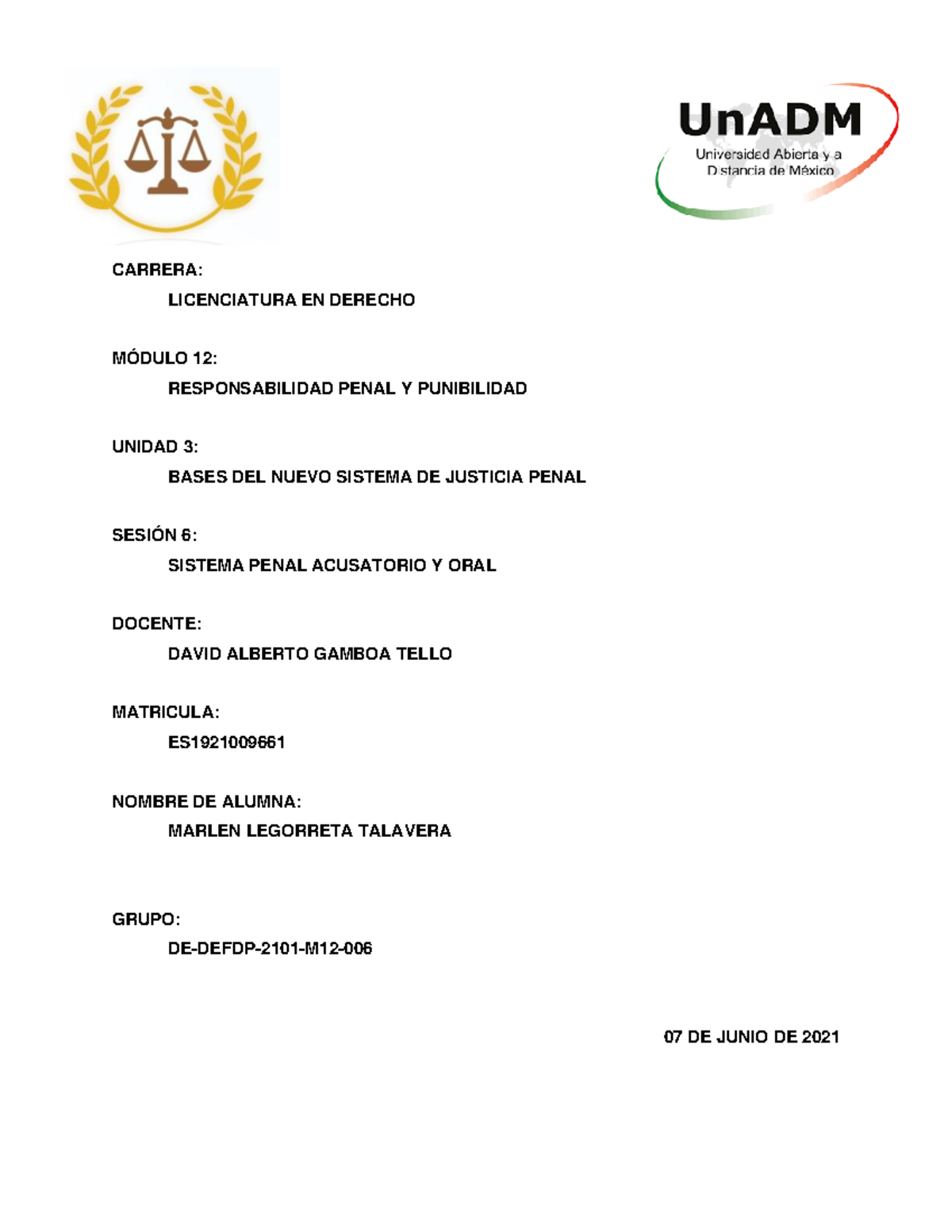 M12 U3 S6 MALT - RESPONSABILIDAD PENAL Y PUNIBILIDAD, BASES DEL NUEVO ...