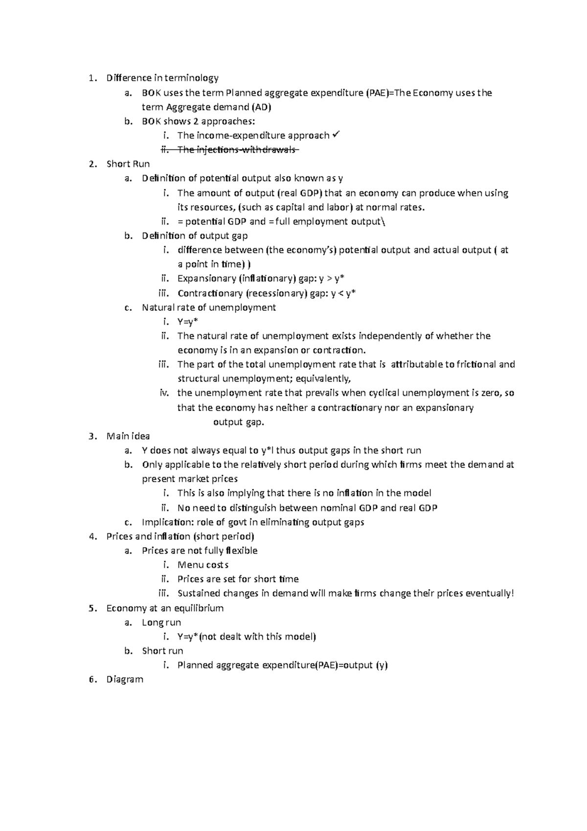 Lecture note 3 - Difference in terminology a. BOK uses the term Planned ...