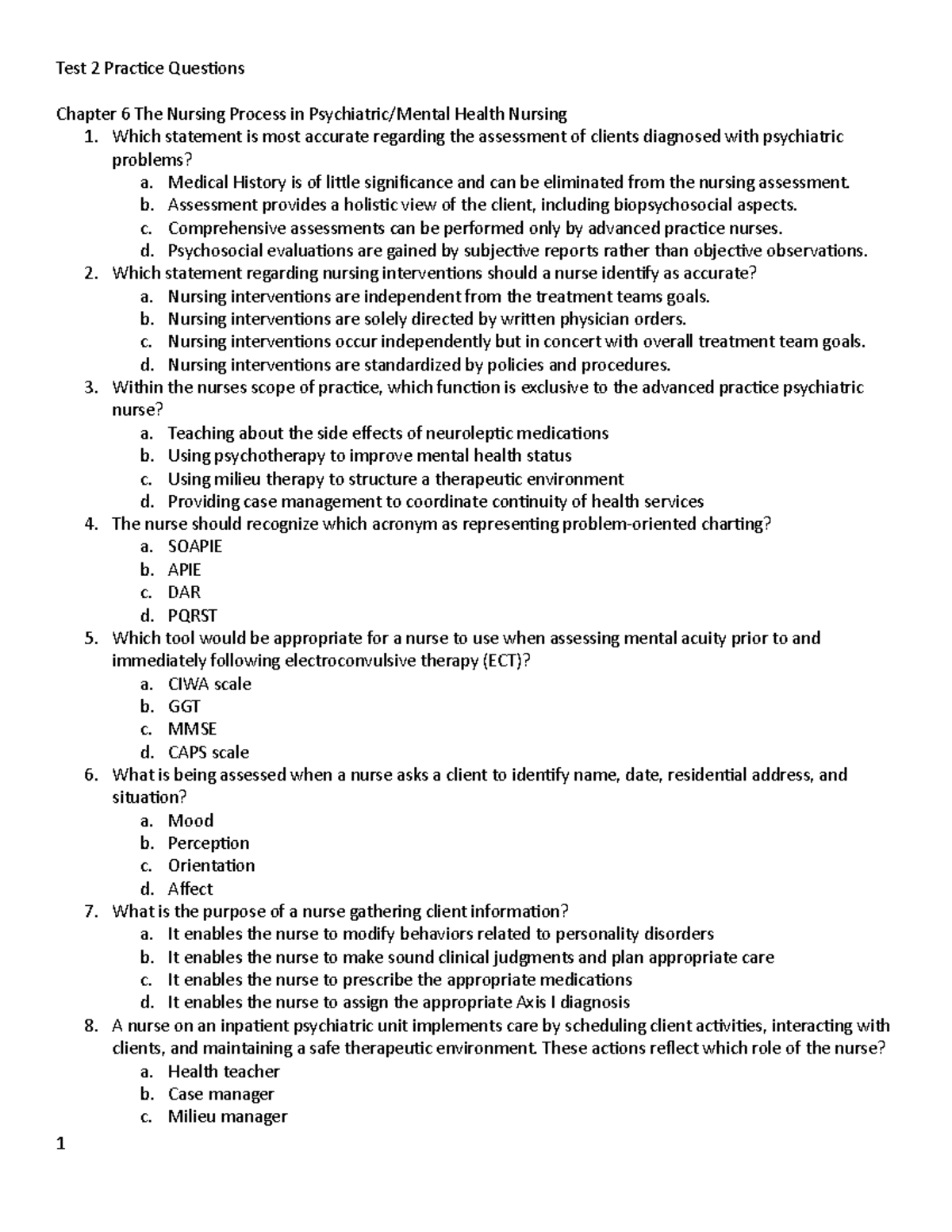 Test 2 Practice Questions - Test 2 Practice Questions Chapter 6 The ...