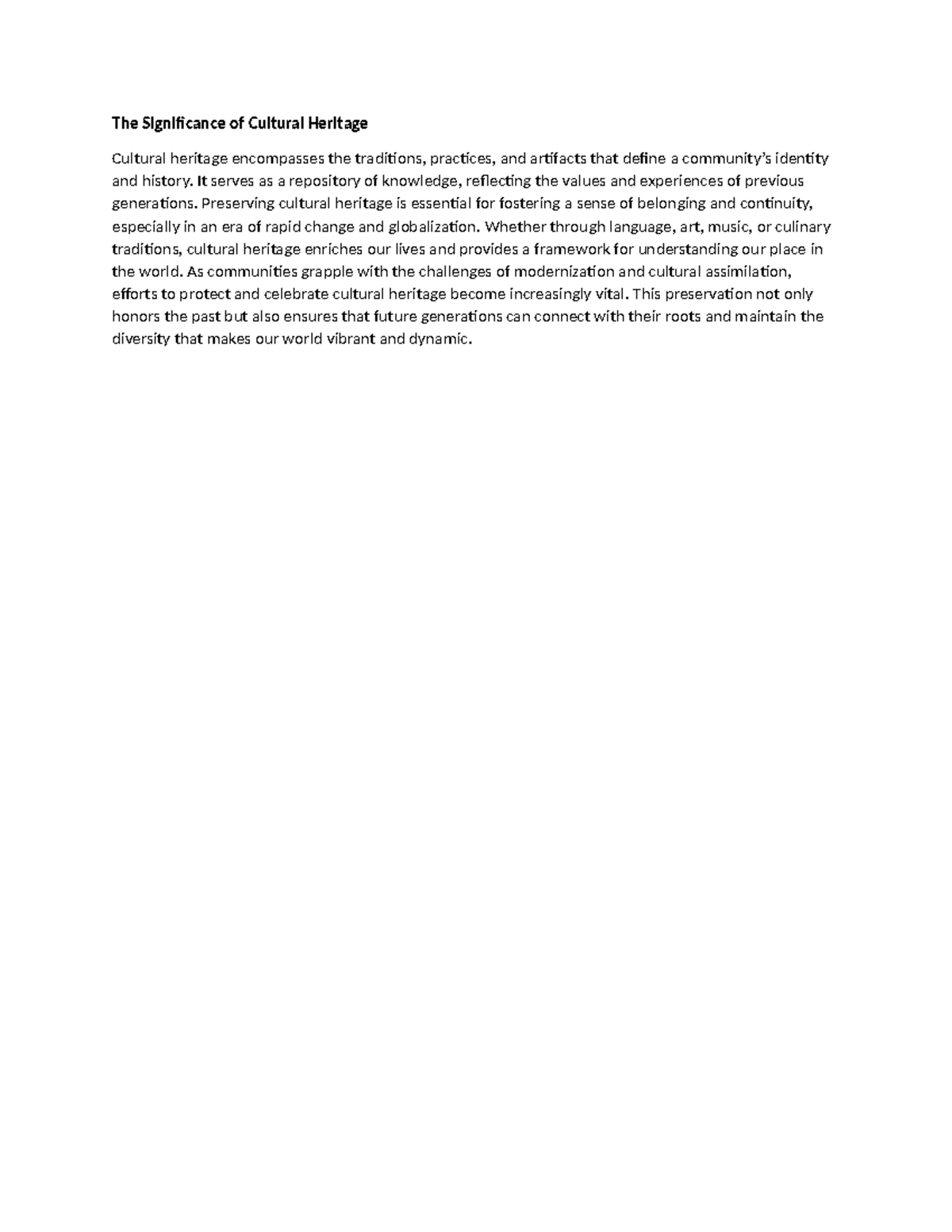 The Significance of Cultural Heritage - The Significance of Cultural ...