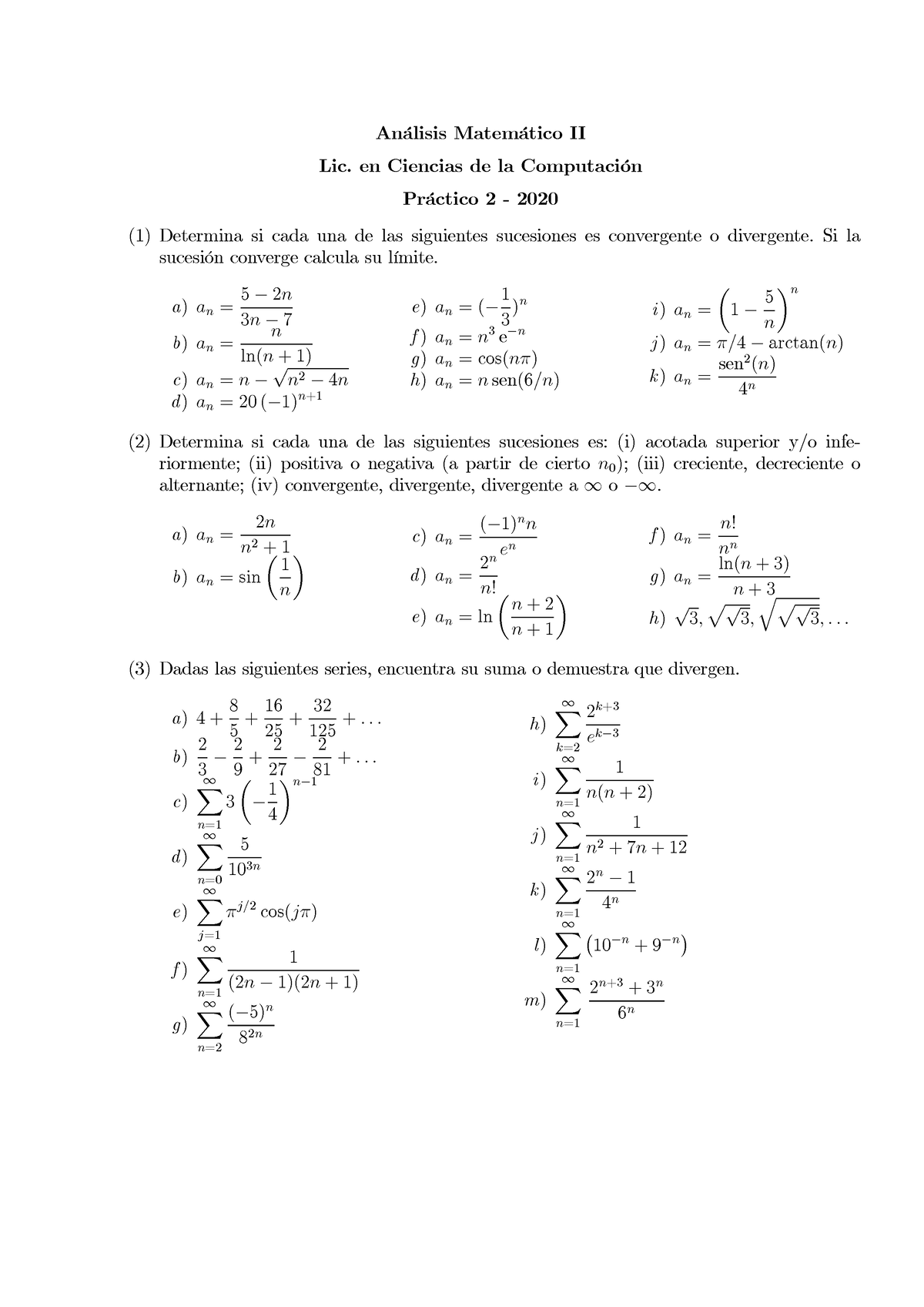 Practico 2 - An·lisis Matem·tico II Lic. En Ciencias De La ComputaciÛn ...