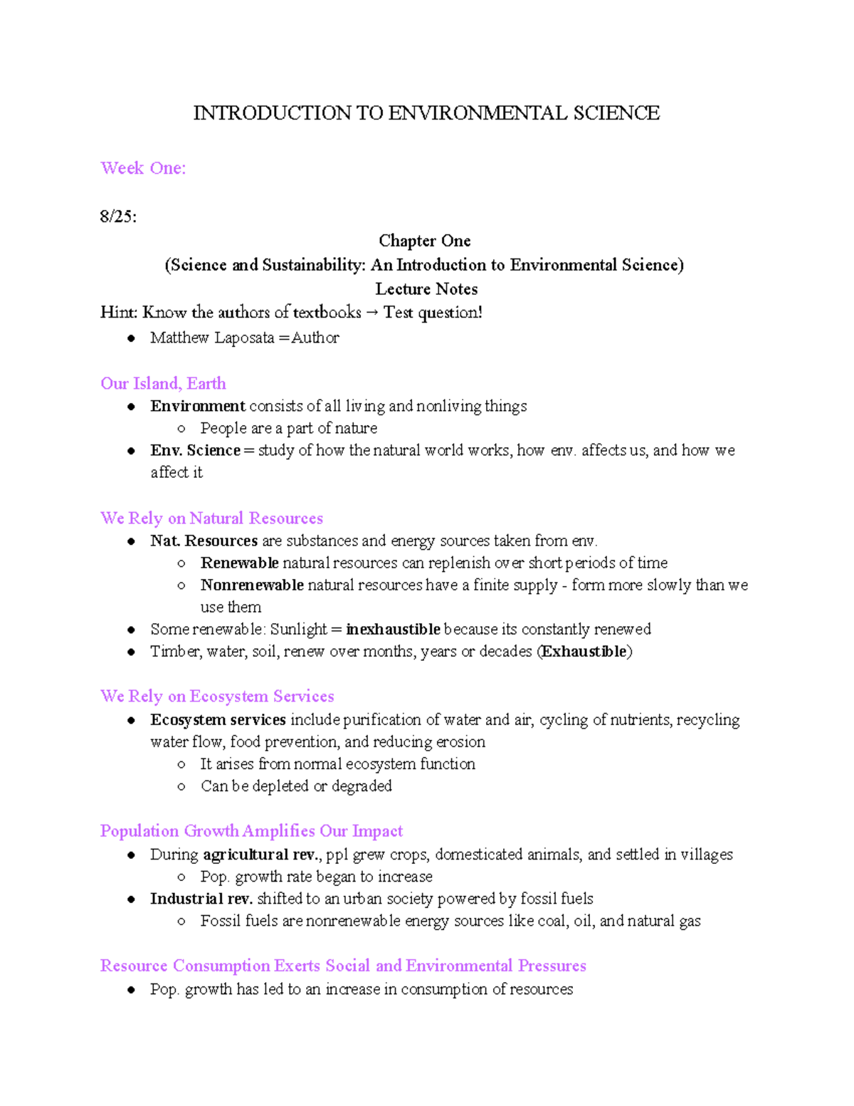 Introduction To Environmental Science - INTRODUCTION TO ENVIRONMENTAL ...