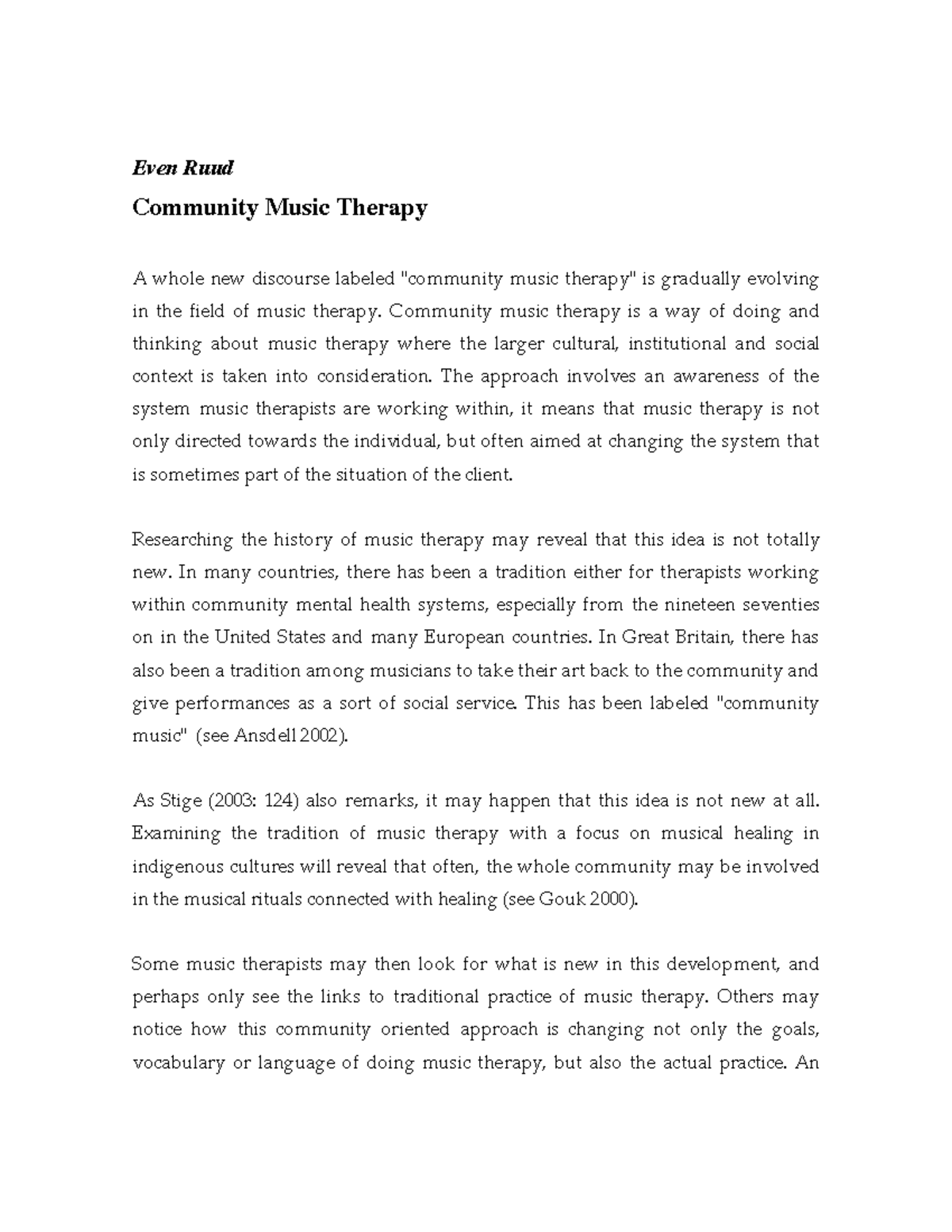 CMTherapy - case - Even Ruud Community Music Therapy A whole new ...