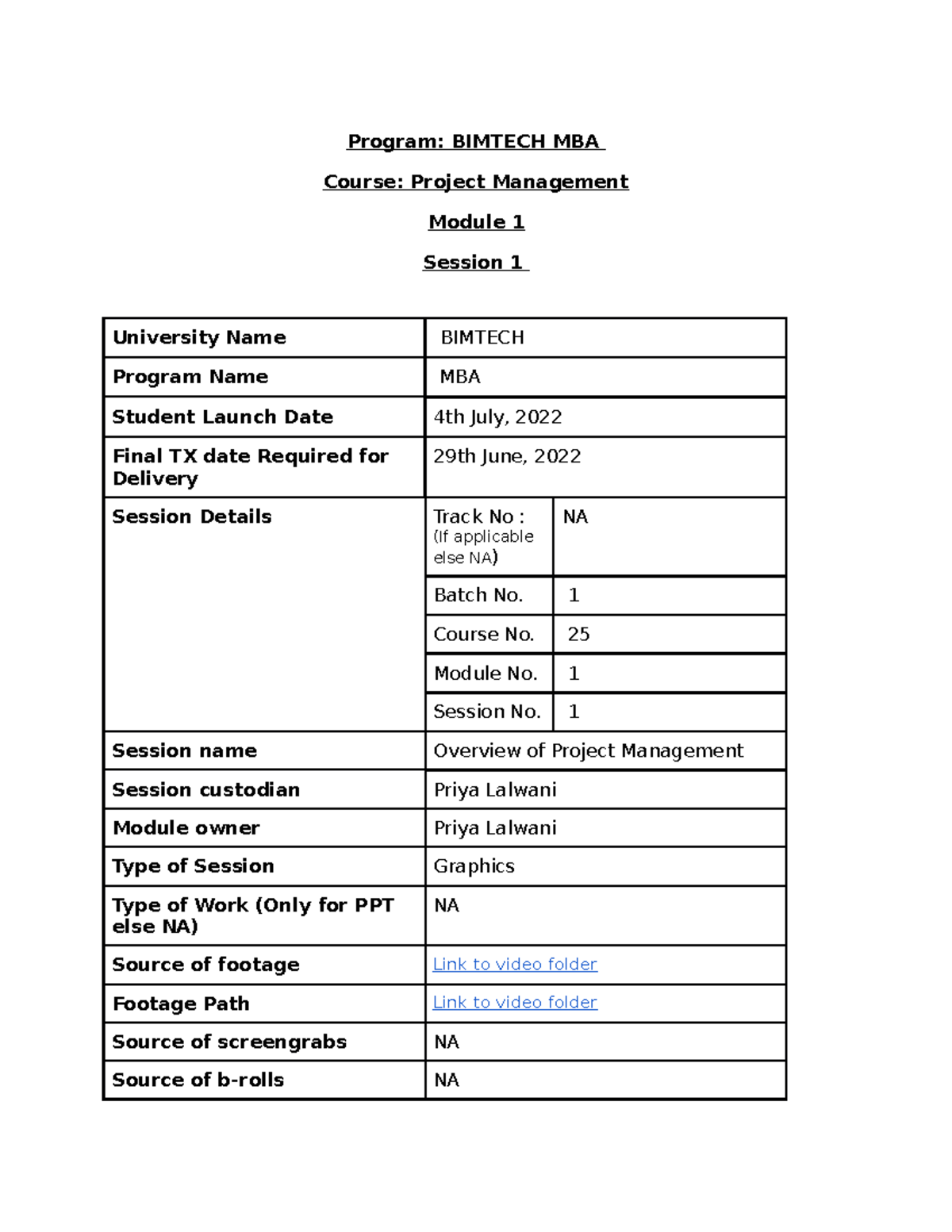 BMBA 25.1.1 PPS - Great - Program: BIMTECH MBA Course: Project ...