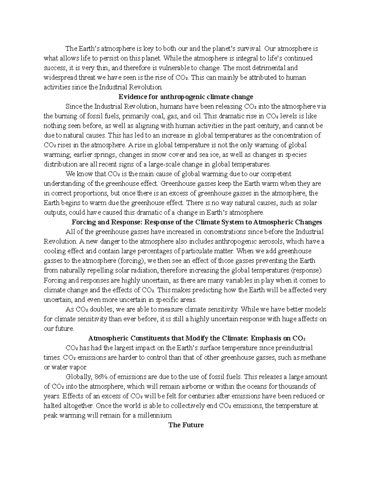 1/23 Lecture Summary - The Earth’s atmosphere is key to both our and ...