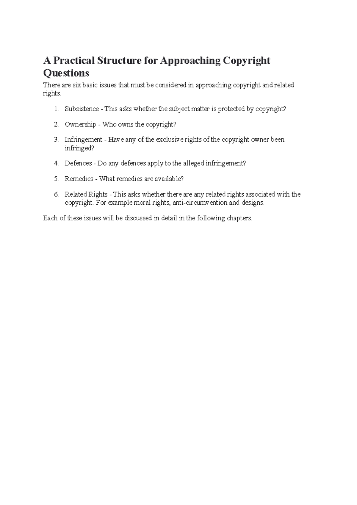 (2) Practical structre for approaching copyright - A Practical ...