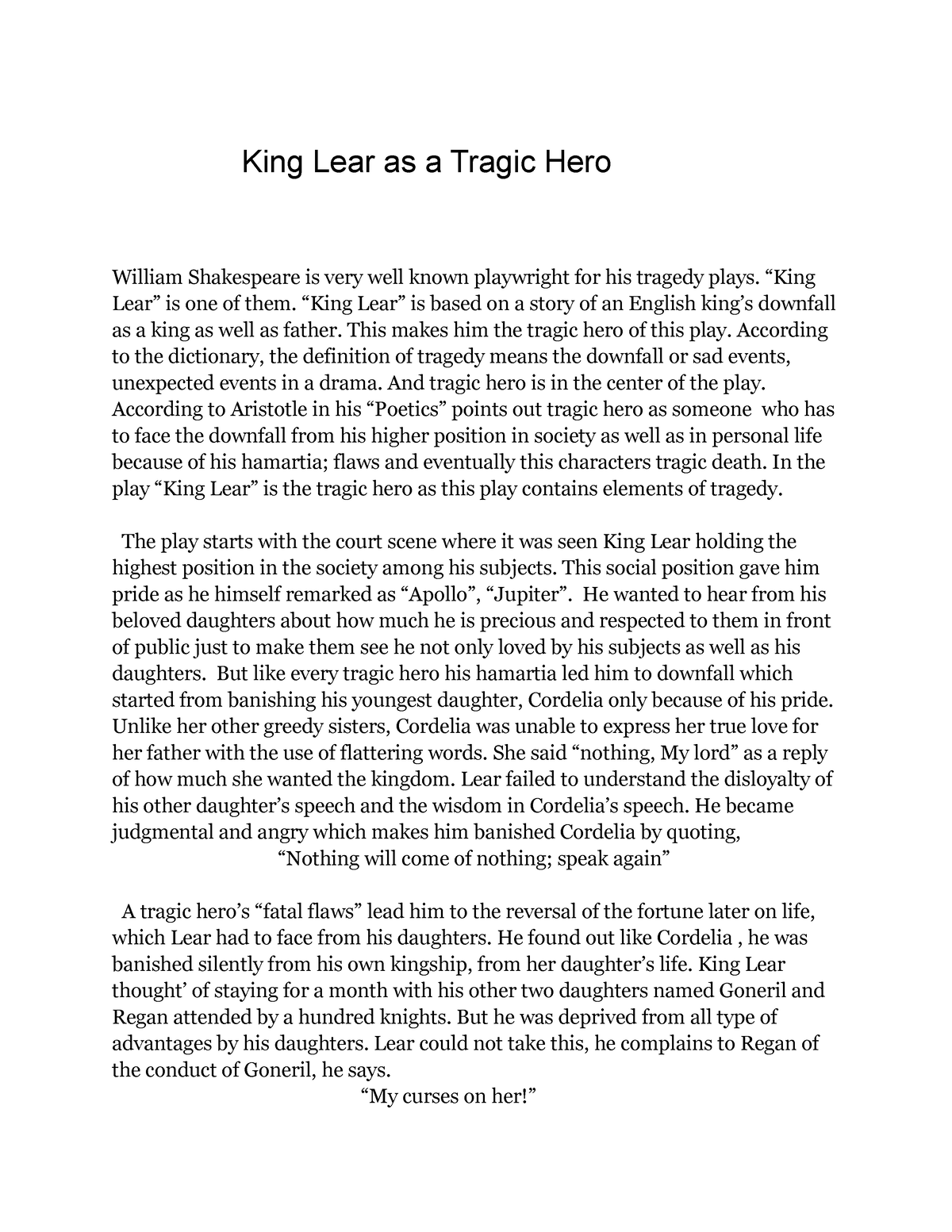 king lear essay on power