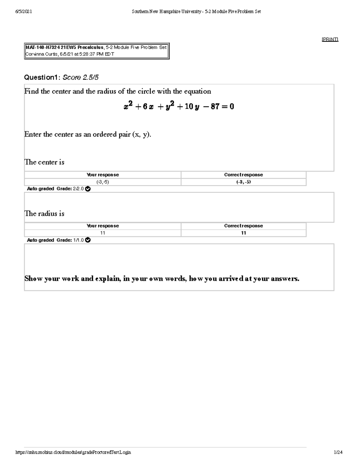 MAT140 5 2 Problem set - Assignment - [PRINT] MAT-140-H7324 21EW5 ...