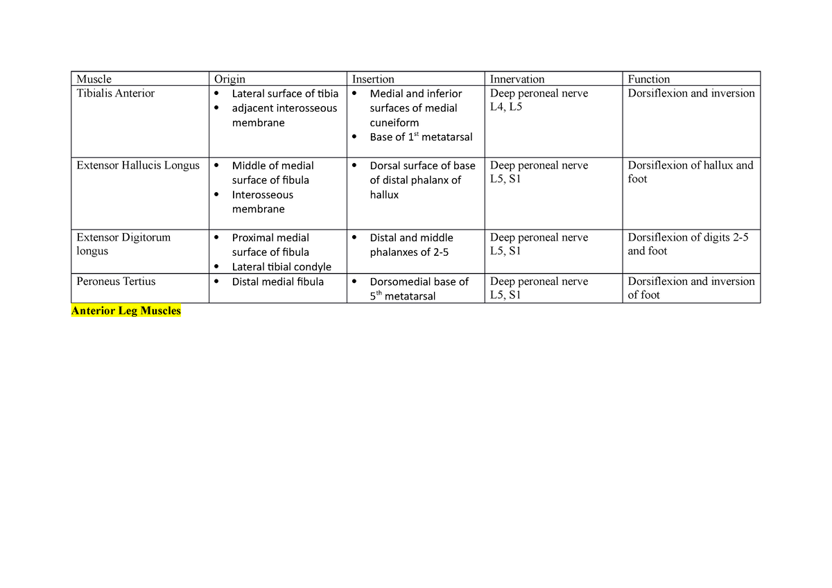 Muscles anatomy - OSCE prep - Muscle Origin Insertion Innervation ...