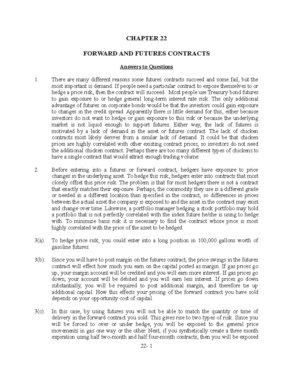 Sm22 - SOLUTION MANUAL - CHAPTER 22 FORWARD AND FUTURES CONTRACTS ...