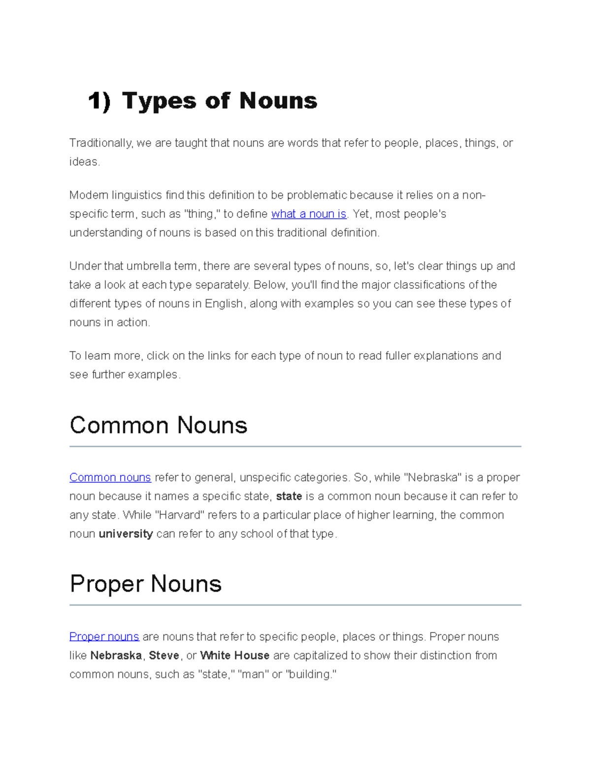 Parts of speech - NOTES - 1) Types of Nouns Traditionally, we are ...