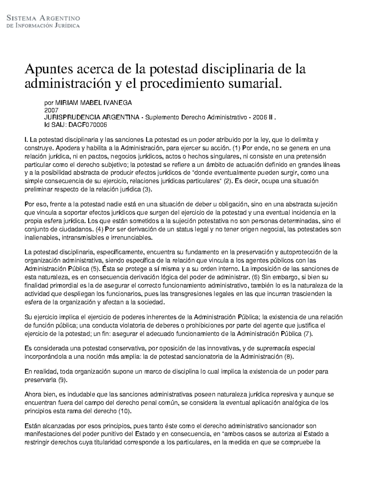 Apuntes Acerca De La Potestad Disciplinaria De La Administración Y El ...