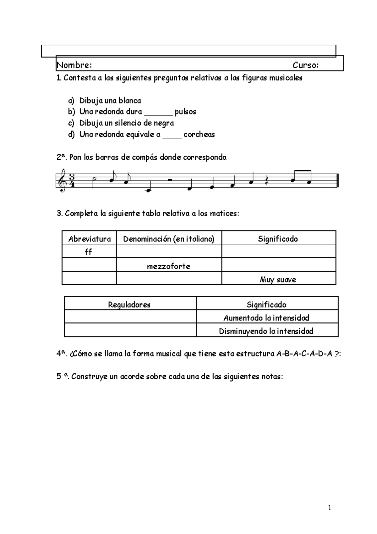 Repaso - Nombre: Curso: Contesta A Las Siguientes Preguntas Relativas A ...