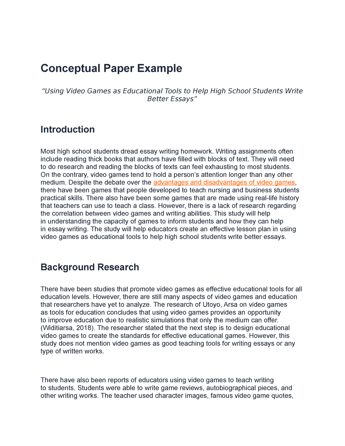 short concept paper example about education