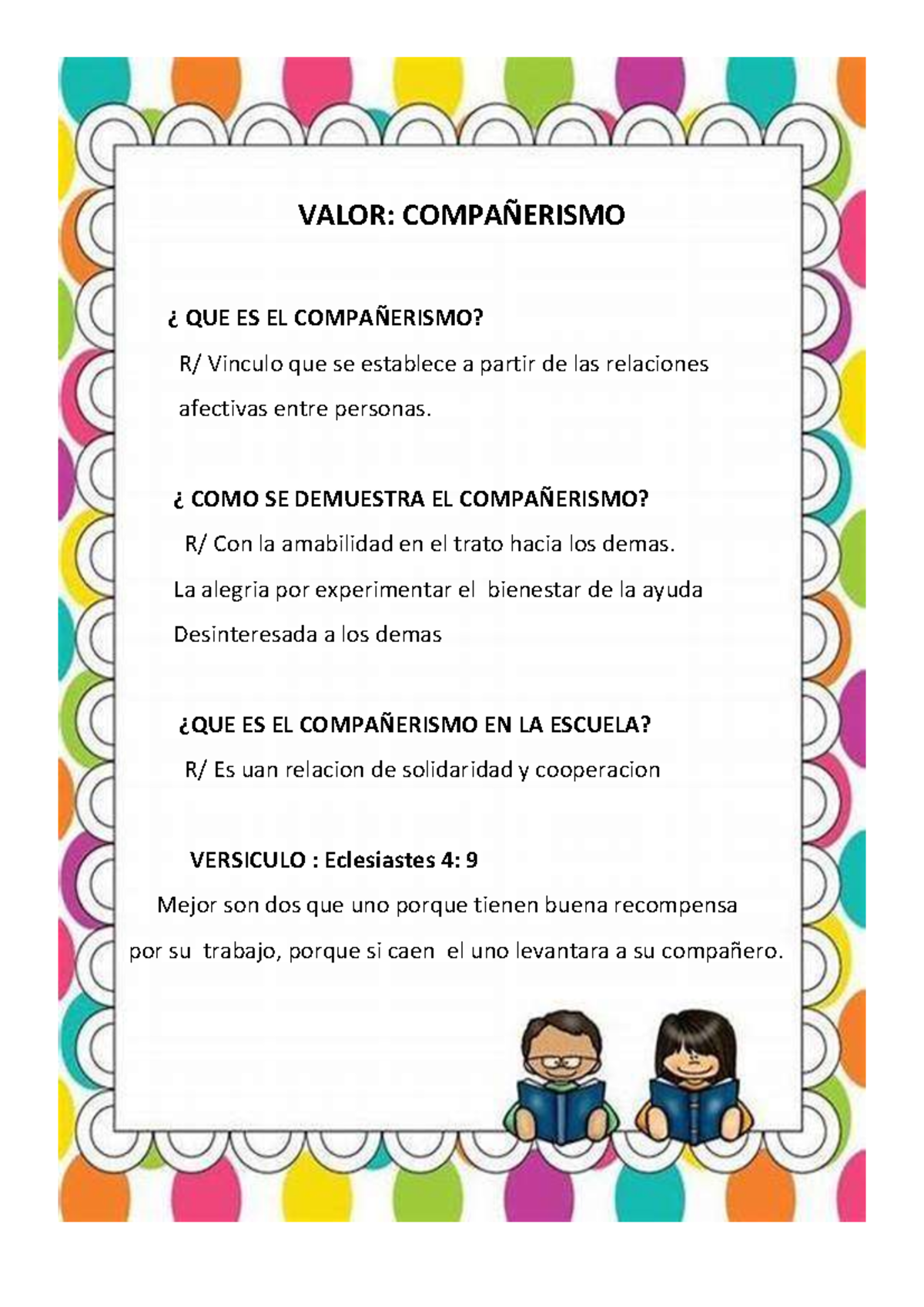 Valor compañerismo MPP - VALOR: COMPAÑERISMO ¿ QUE ES EL COMPAÑERISMO