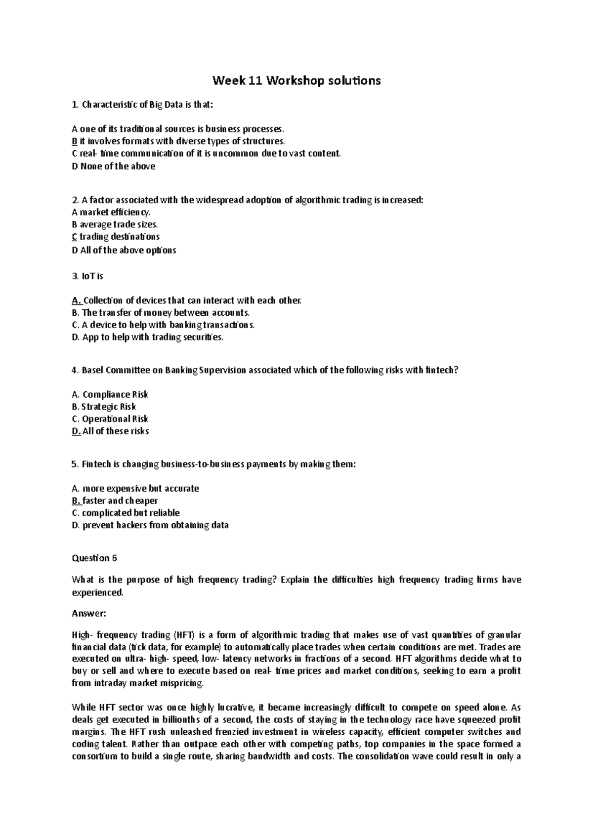 Week 11 Workshop solutions - Week 11 Workshop solutions Characteristic ...