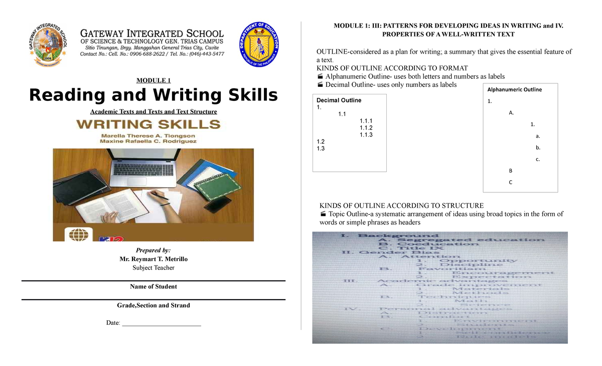 Reading and Writing Skills Module 2/ School Year 20212022/ From