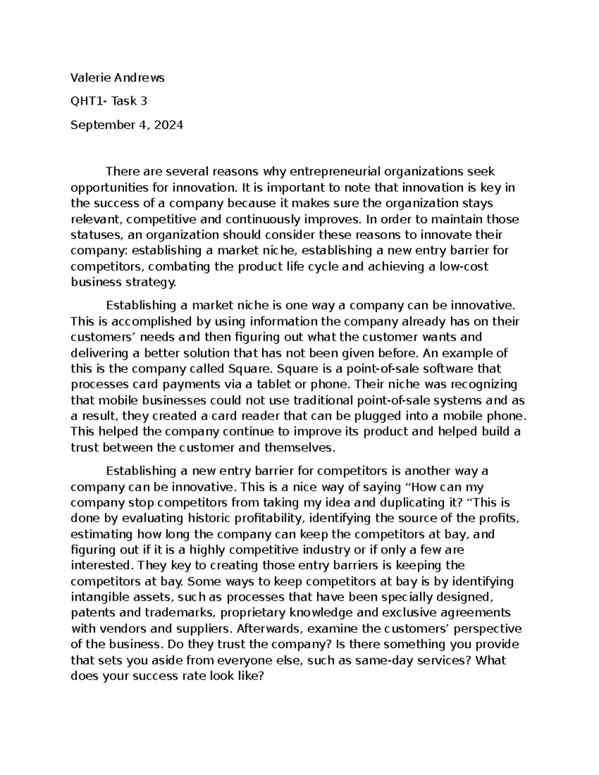 QHT1-Task 3 - task 3 - Valerie Andrews QHT1- Task 3 September 4, 2024 ...
