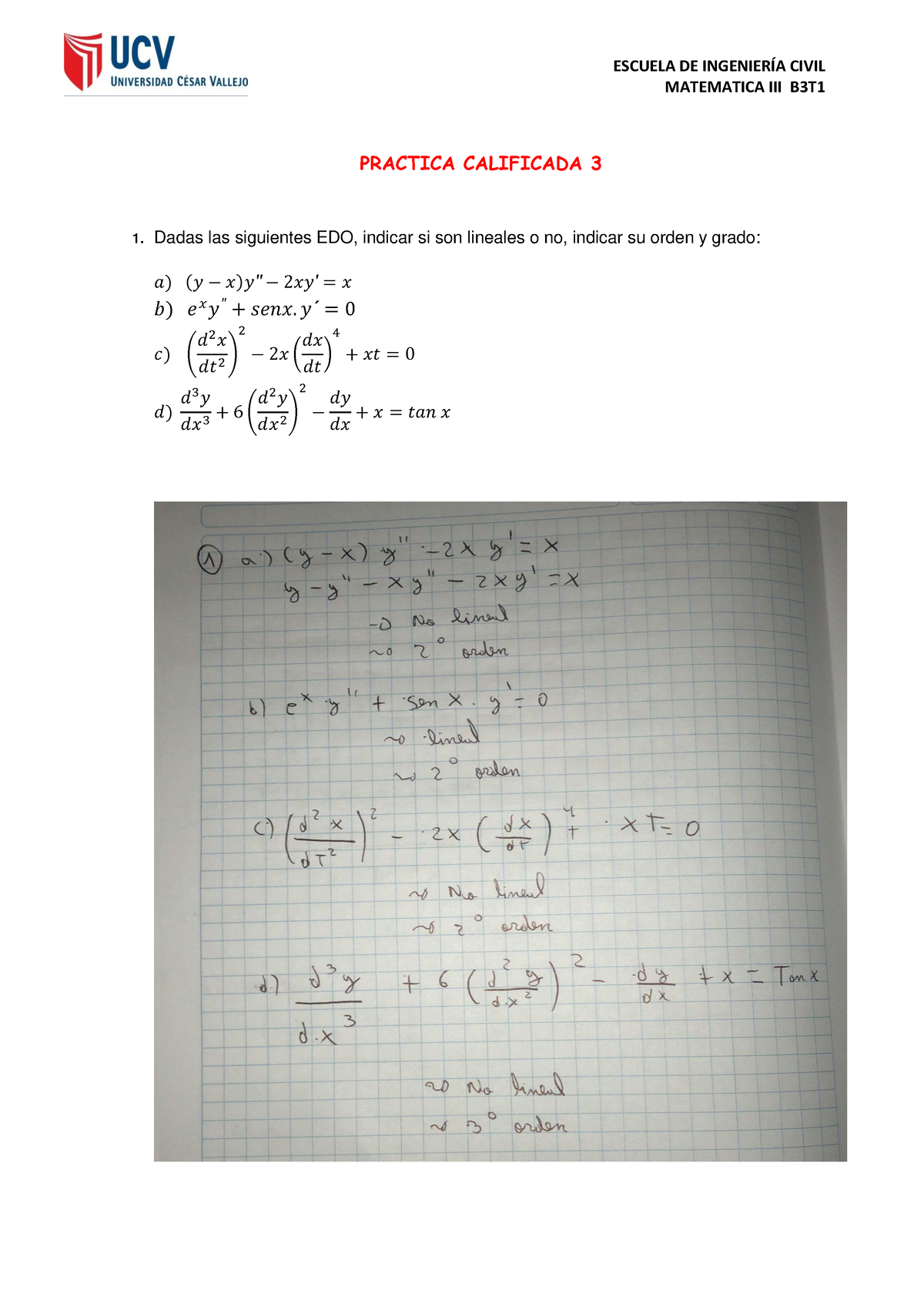 PC3 MAT3-B3T1 Examen - MATEMATICA III B3T PRACTICA CALIFICADA 3 1 ...