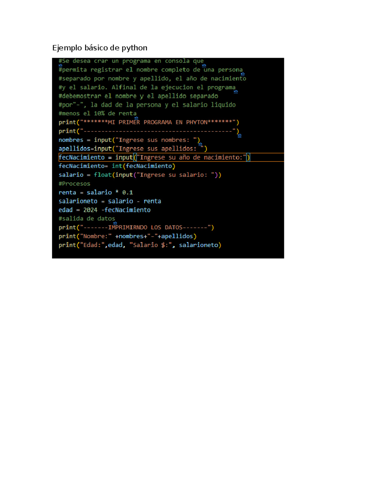 Ejemplo básico de python - Ejemplo básico de python desea crar un ...