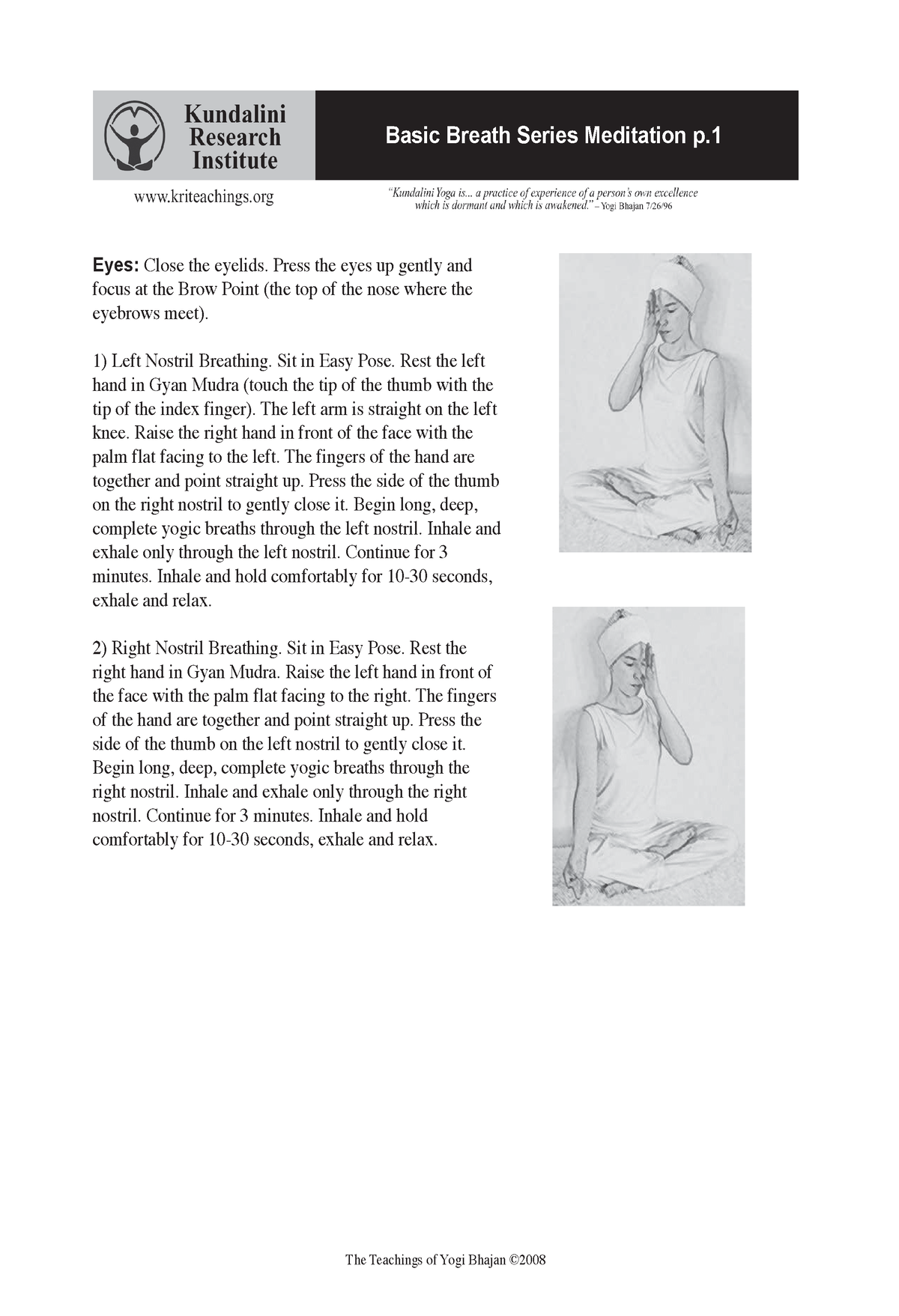 Basic Breath Series - Kundalini Yoga Readings - Basic Breath Series  Meditation p. The Teachings of - Studocu