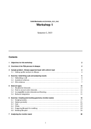 FEM Project Guide for Part1 - MCEN90026 Solid Mechanics Department of ...