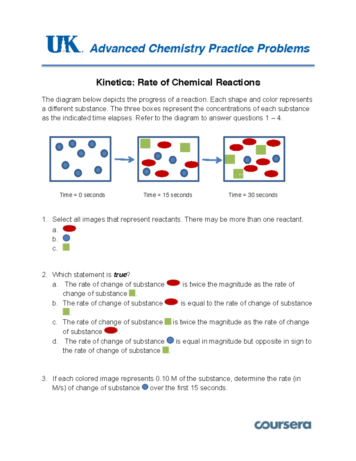 Kinetics - Part 1 - Problems - Advanced Chemistry Practice Problems ...