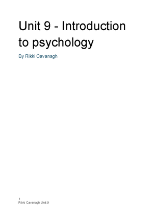 Unit 9 - Introduction to Psychology - Smith Laura-Jayne [Email address ...