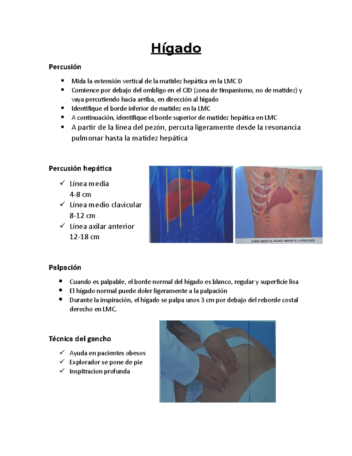 Higado & Otros Resumen Semiología Y Diagnóstico Hígado Percusión