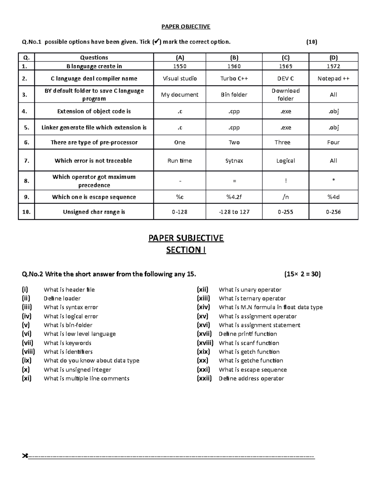 (2nd year) 29-3-23 - lecture test and notes - PAPER OBJECTIVE Q.No ...