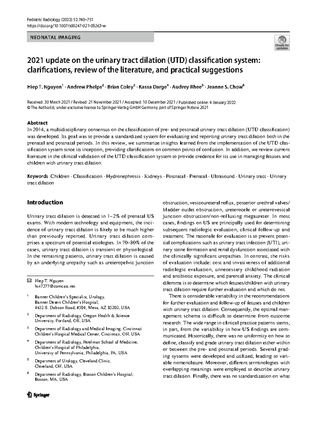 Nguyen 2022 - doi/10.1007/s00247-021-05263-w NEONATAL IMAGING 2021 ...