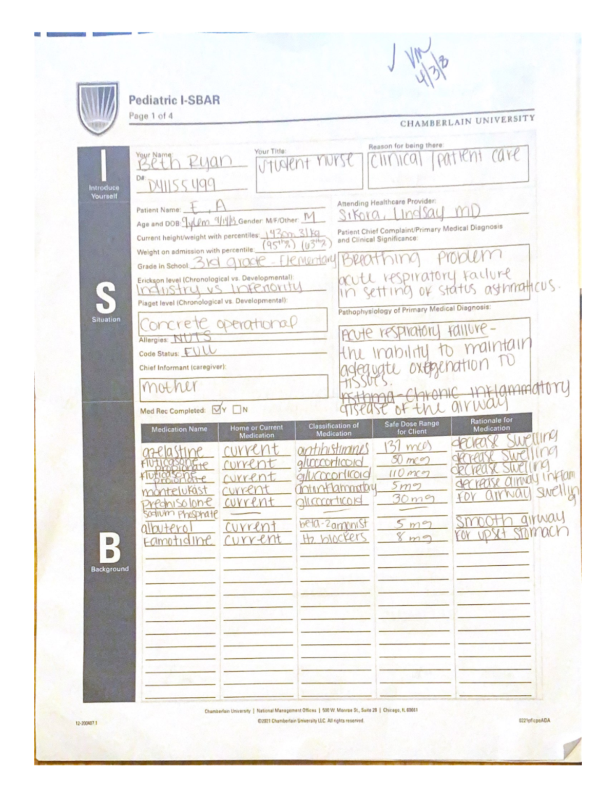 4.3.23 pt care - Clinical - NR328 - Studocu