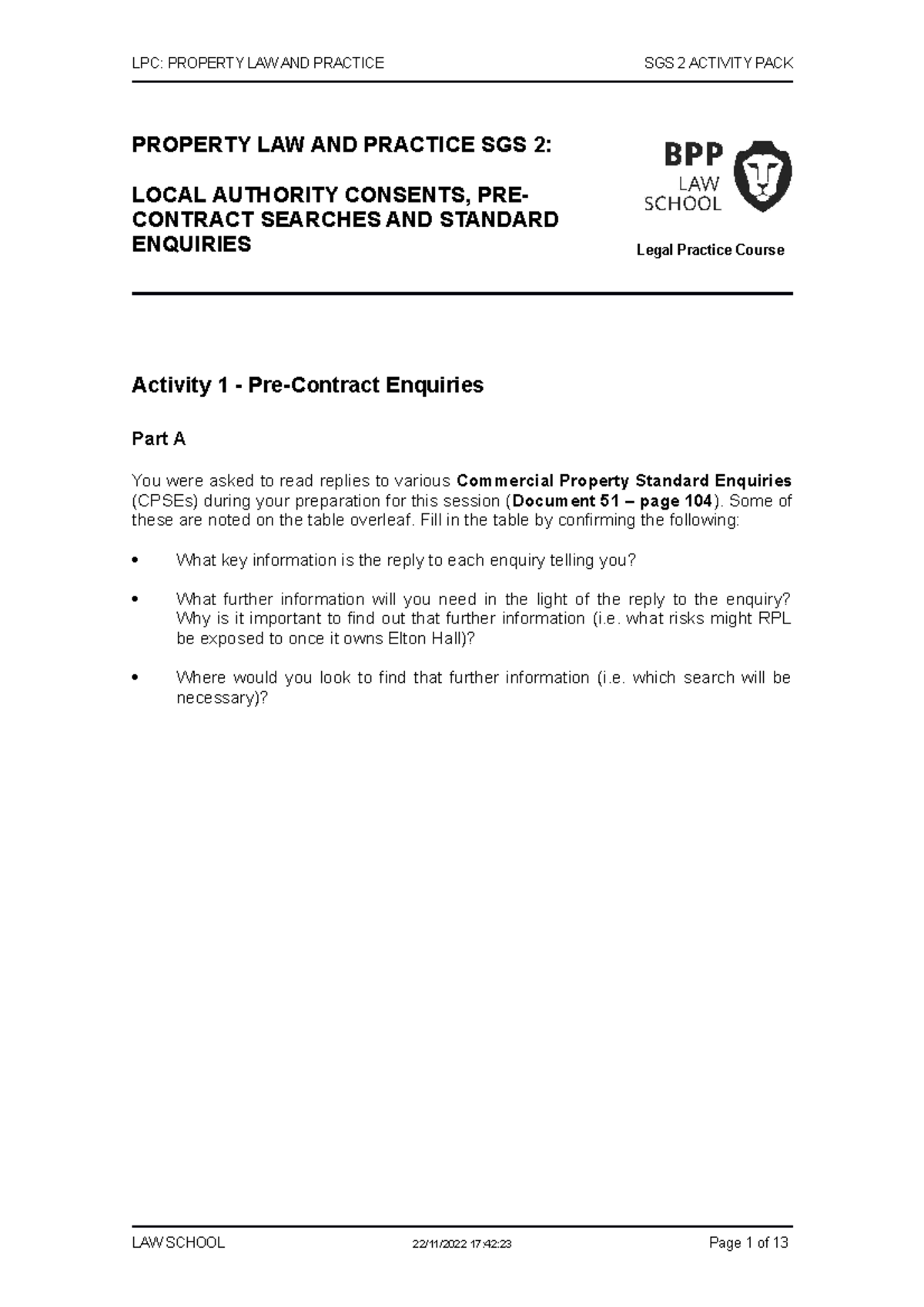 Property+SGS+2+Activity+Pack+2223 LPC PROPERTY LAW AND PRACTICE SGS