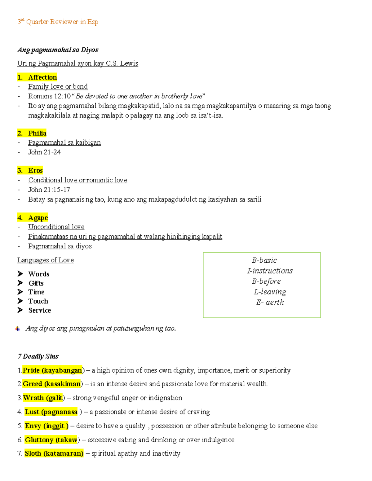 3rd Quarter Reviewer In Esp - 3 Rd Quarter Reviewer In Esp Ang ...