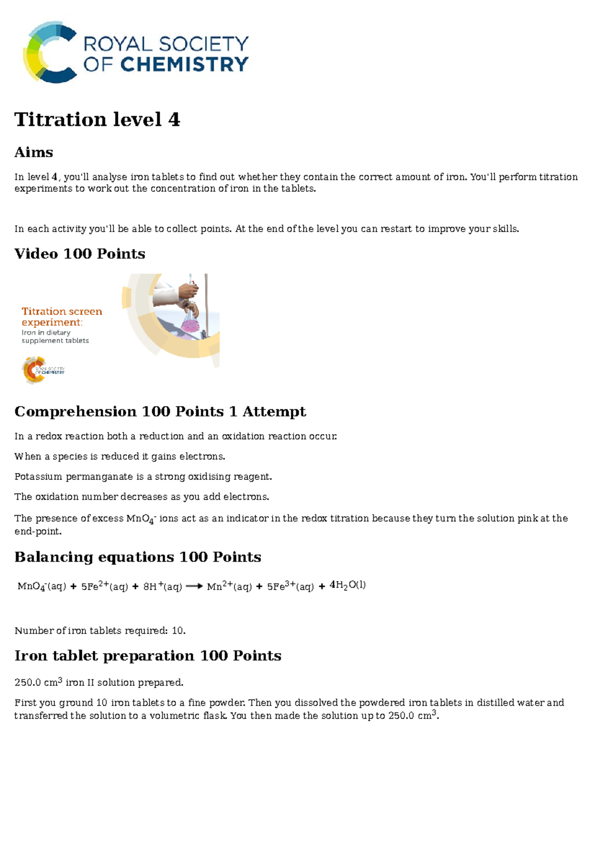 Titrationlevel4labnotebook Titration level 4 Aims In level 4, you