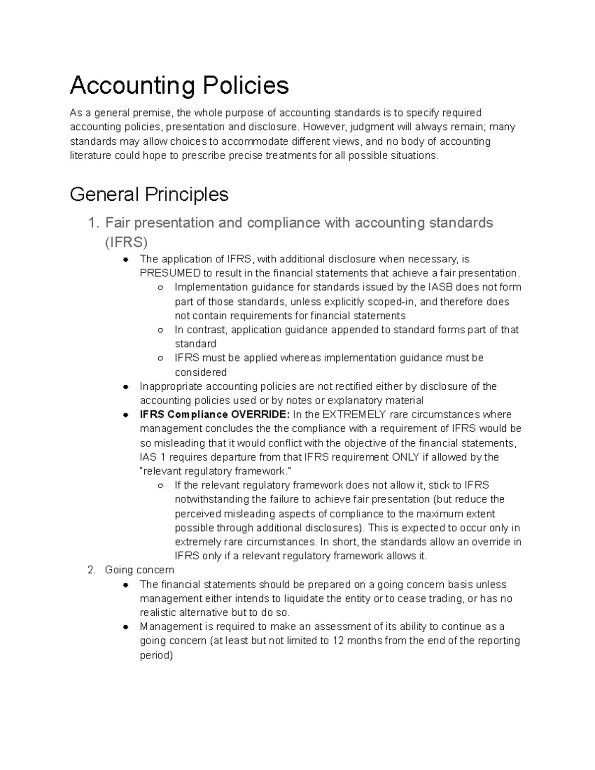 IAS 8 supplemental information - Accounting Policies As a general ...