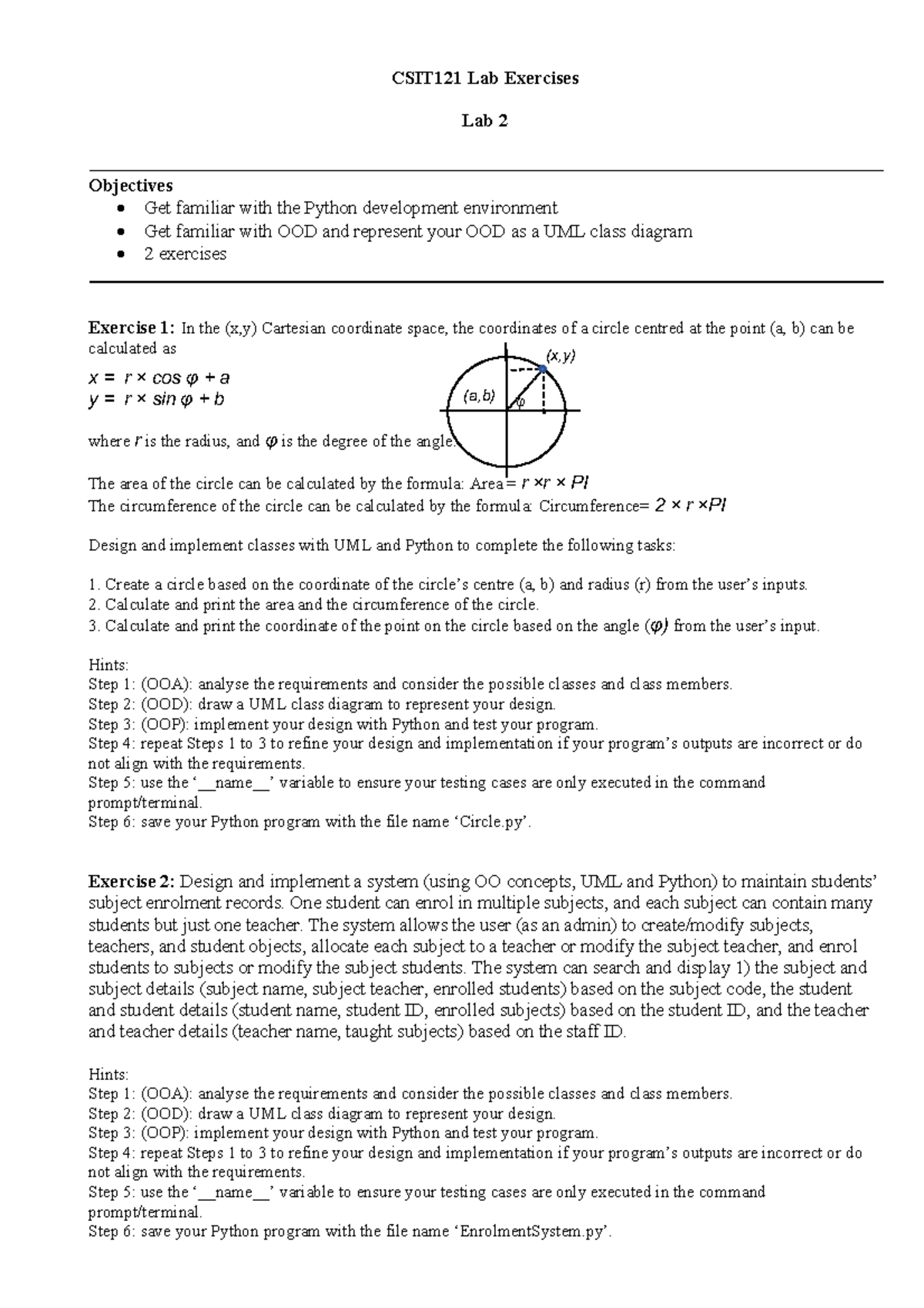 CSIT121 Lab2 - Question For Lab 2 Assignment - CSIT121 Lab Exercises ...