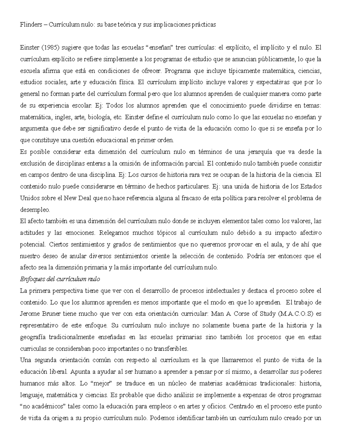 Flinders - El currículum explícito se refiere simplemente a los ...