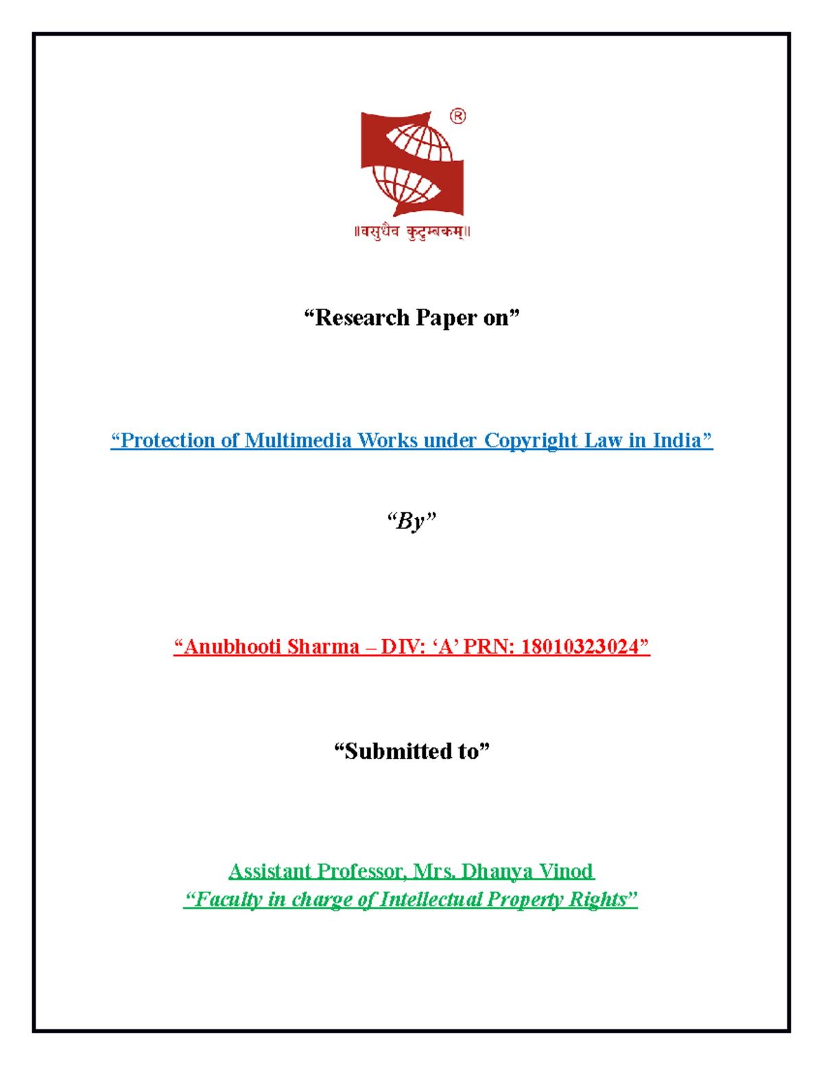 research paper on copyright law in india