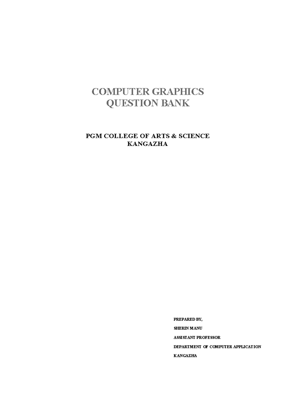 Computer-graphics-model-questions - COMPUTER GRAPHICS QUESTION BANK PGM ...