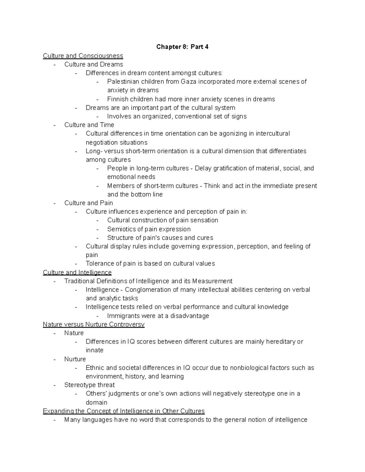 PSYU421 Ch8 Pt4 - PPT Lecture Notes - Chapter 8: Part 4 Culture And ...