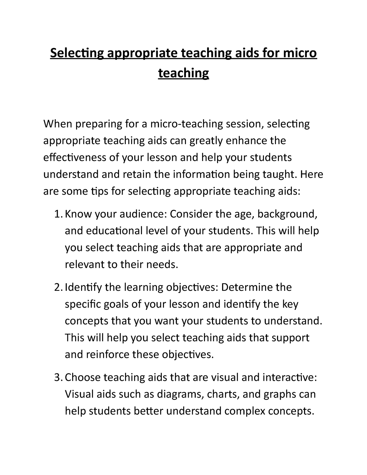 selecting-appropriate-teaching-aids-for-micro-teaching-selecting