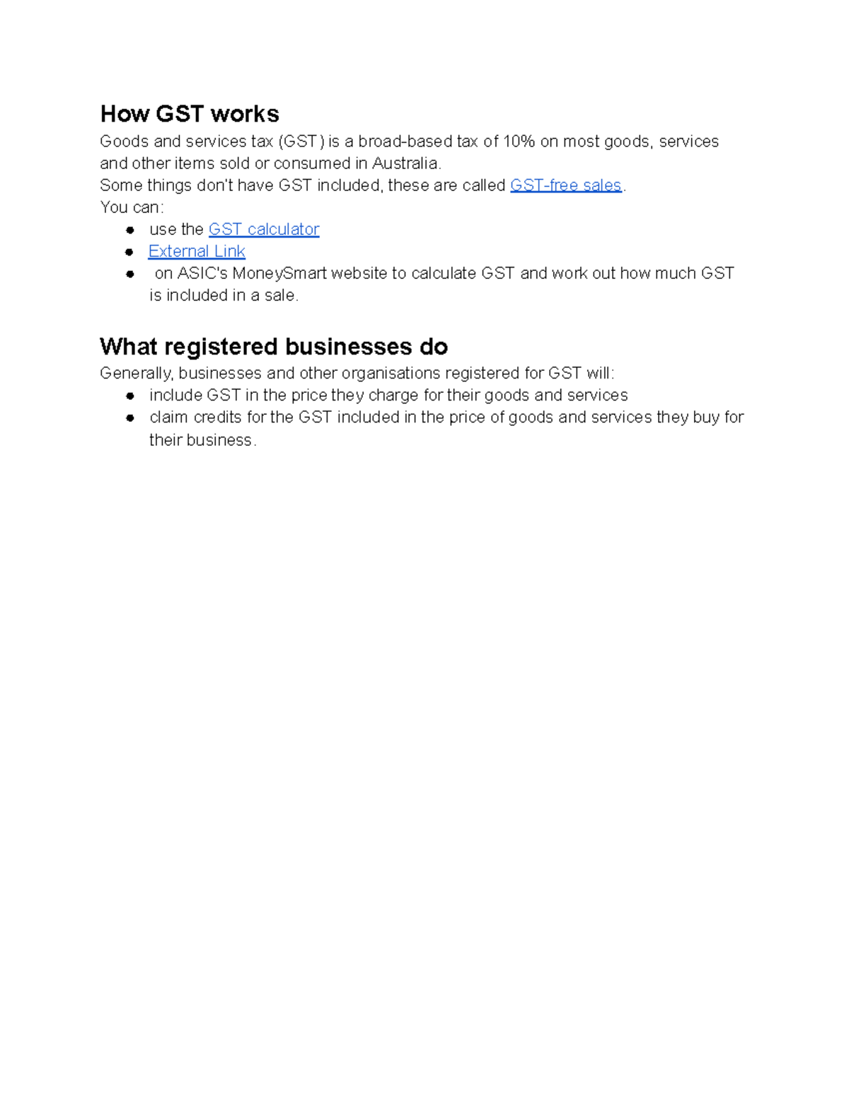 AU Research - About GST - How GST works Goods and services tax (GST) is ...