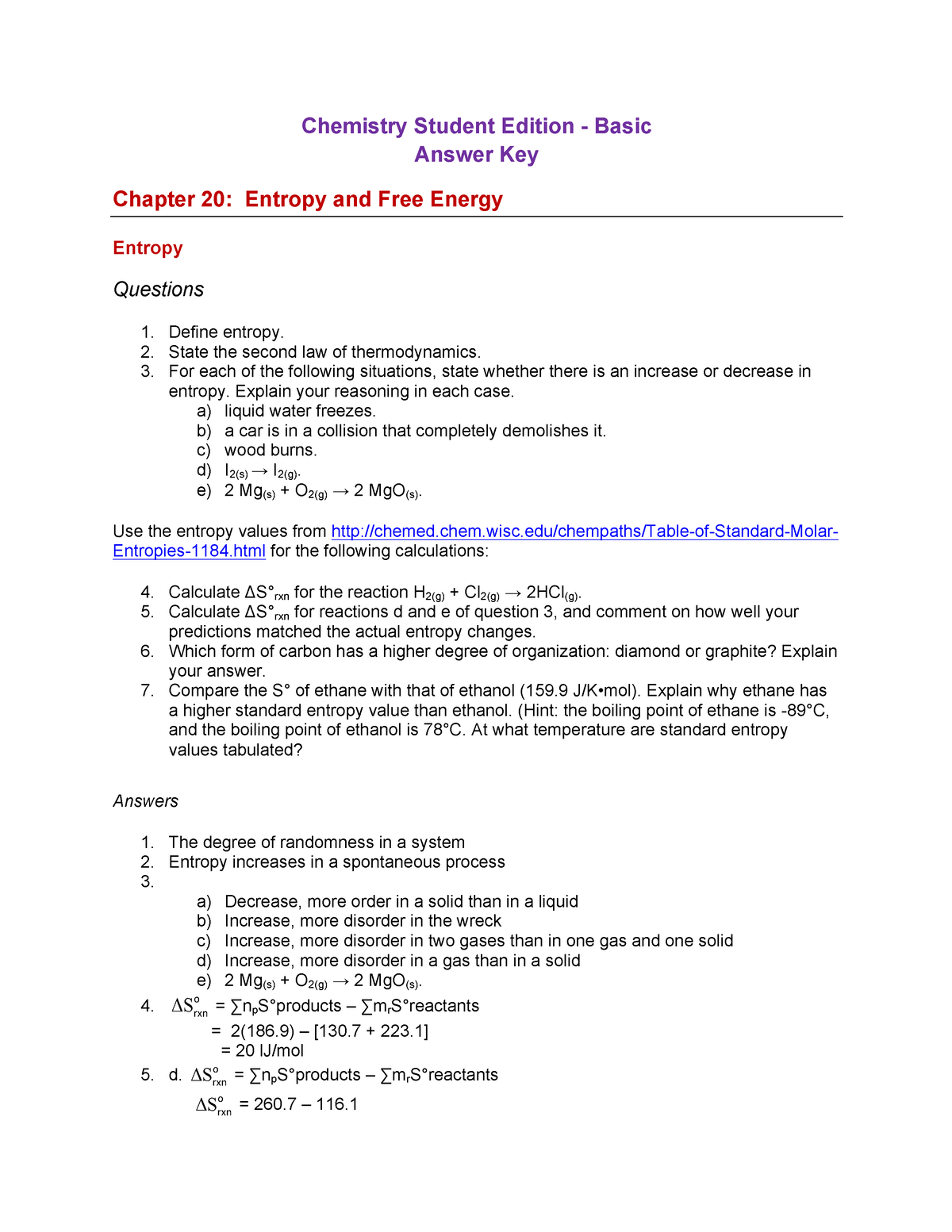 Chem Basic FB Answer Key Ch 20 (06 - Chemistry Student Edition - Basic ...